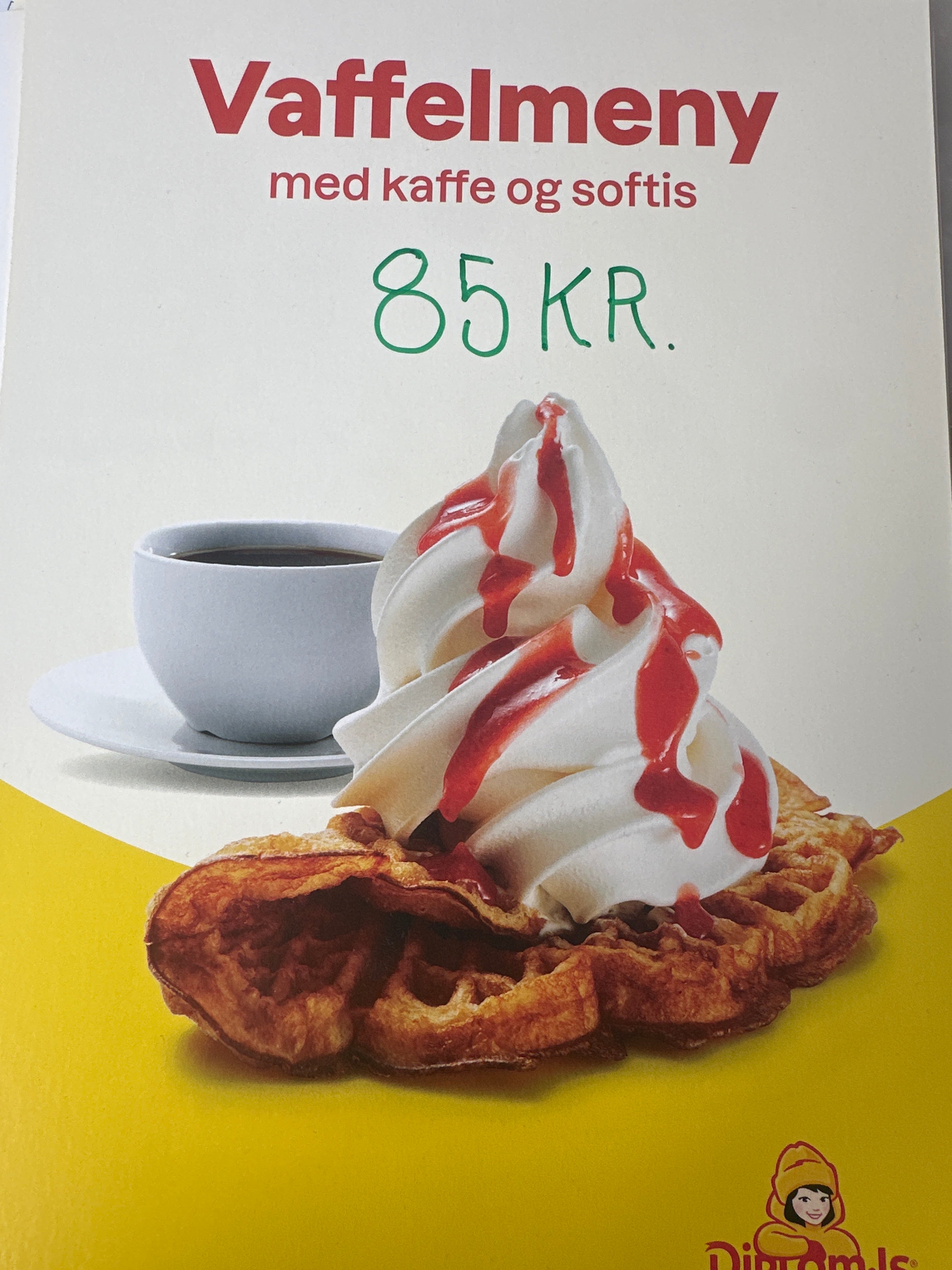 Vaffelmeny med kaffe og softis